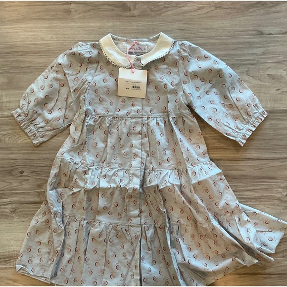 Papillon Clover Floral Tiered Dress - Girls Size 6 Blue Pink New With Tags - Picture 2 of 6